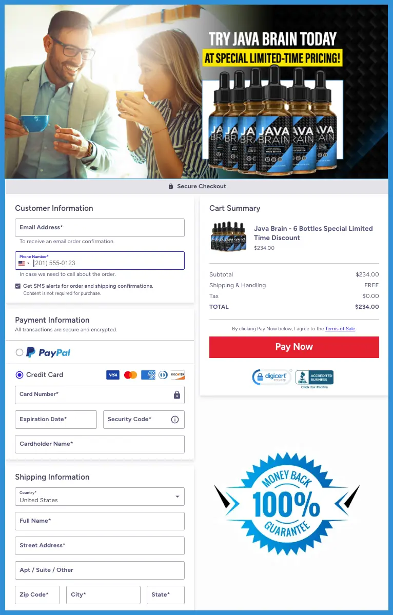 Java Brain coffee Official Website Secure Order Page